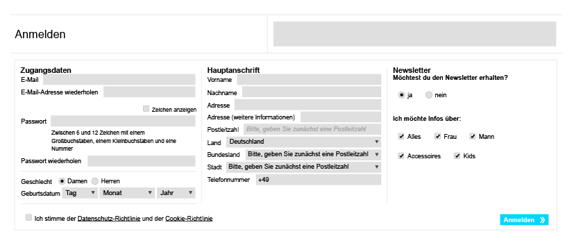 Formular ungleichmäßige Ausrichtung